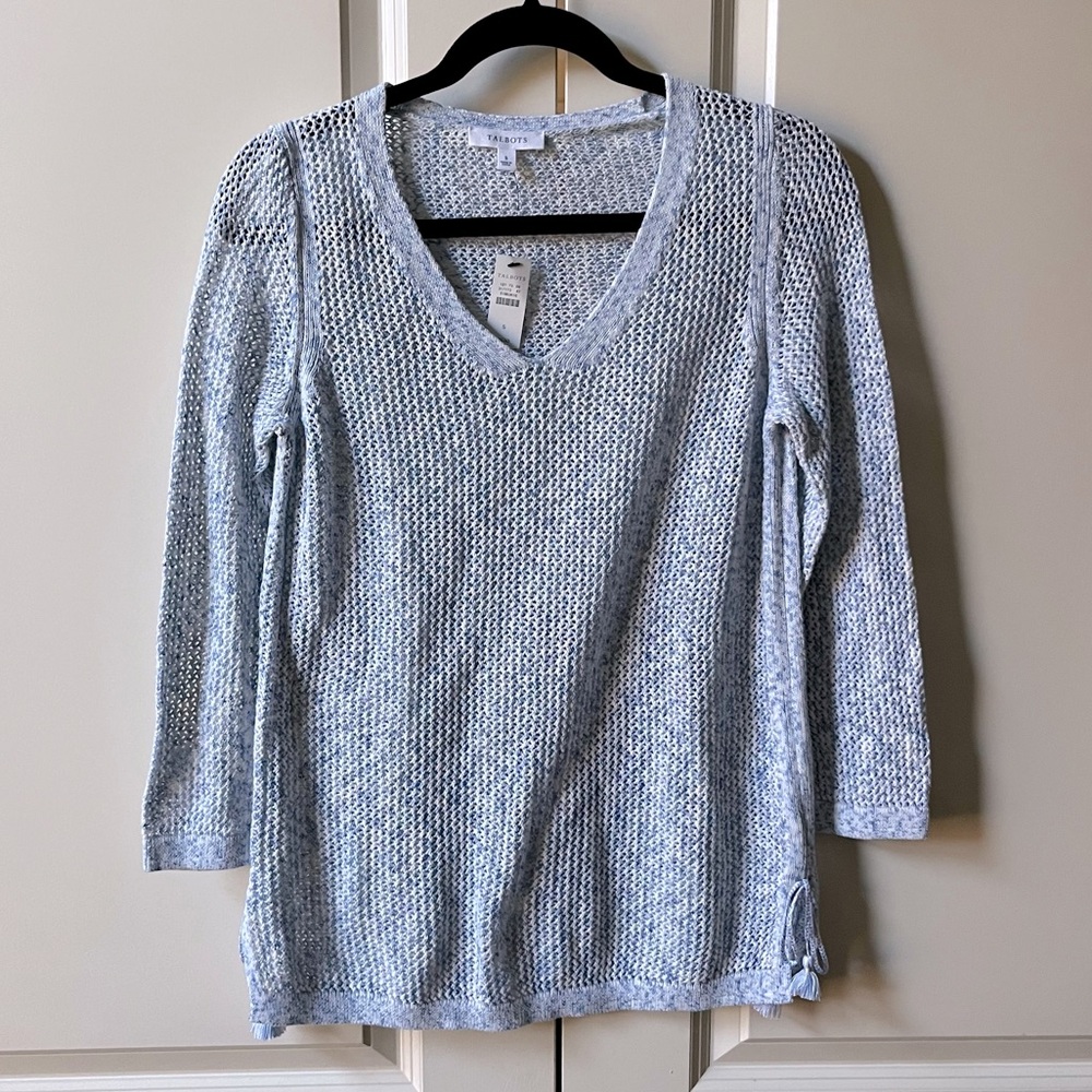 NWT Talbots v-neck open knit sweater size small